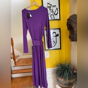 Gabrielle Union Ionantha Purple Rain Belted Maxi Sweater Dress Size XXL NWT